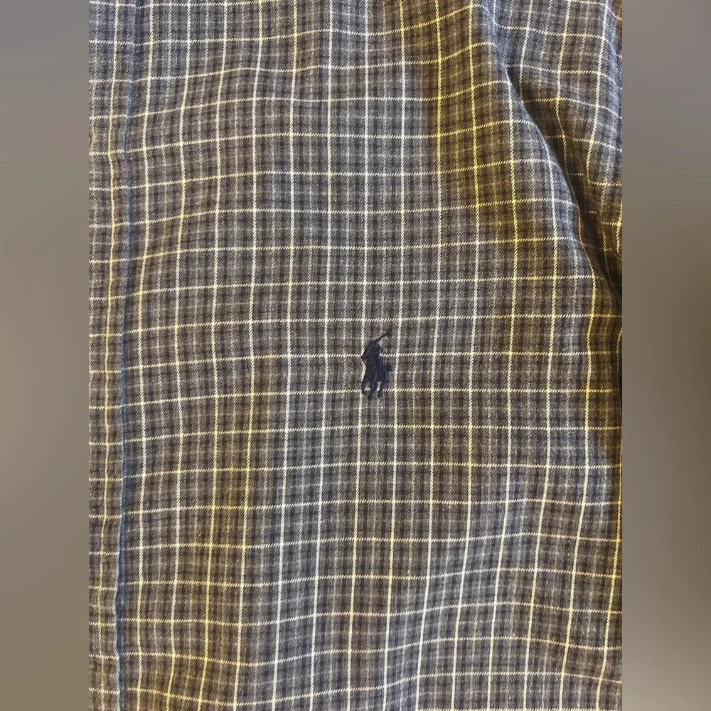 Vtg Polo Ralph Lauren Mens Shirt Large Blue Plaid Stanton‎ Classic Fit B1